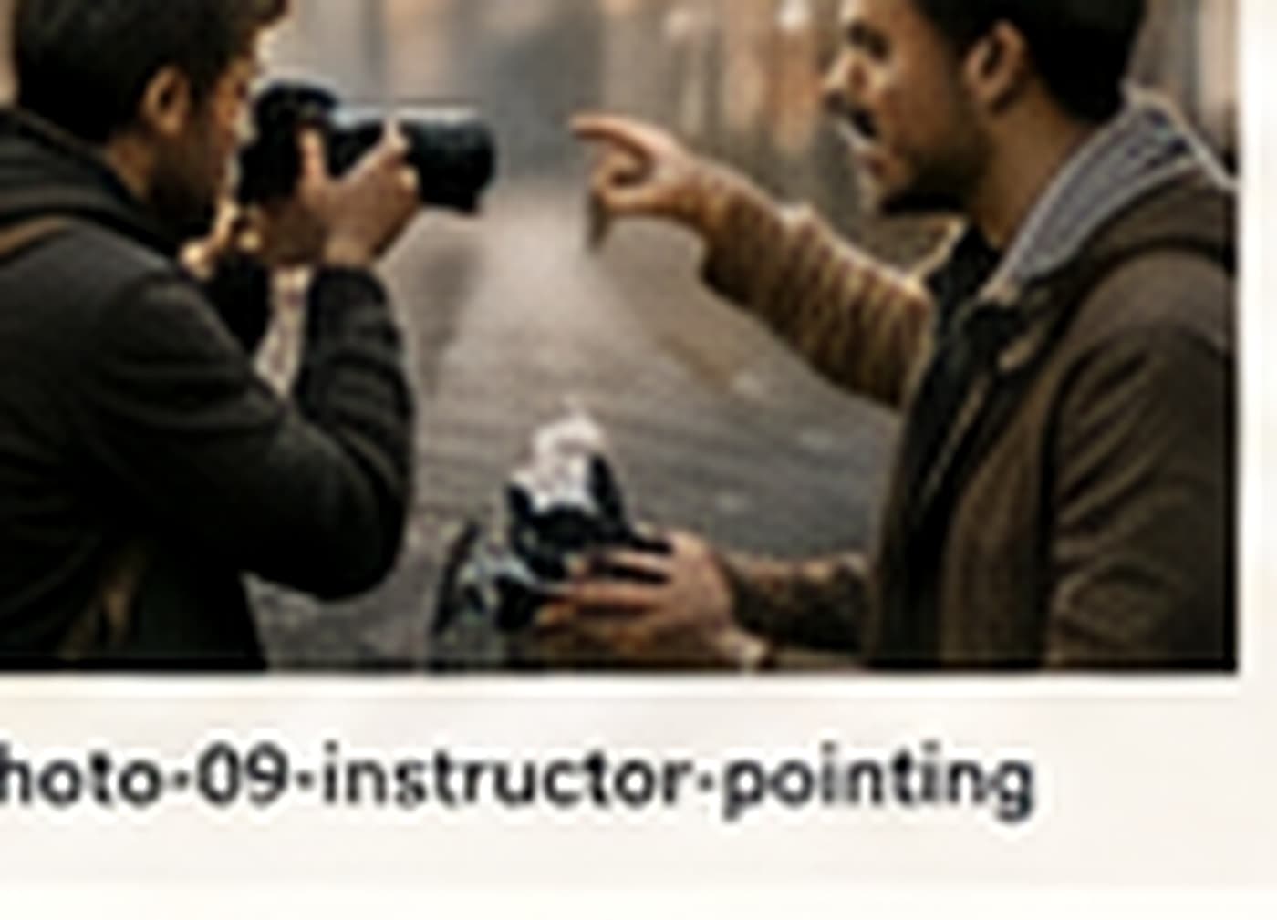 Photography instructor pointing out a composition in Leiden